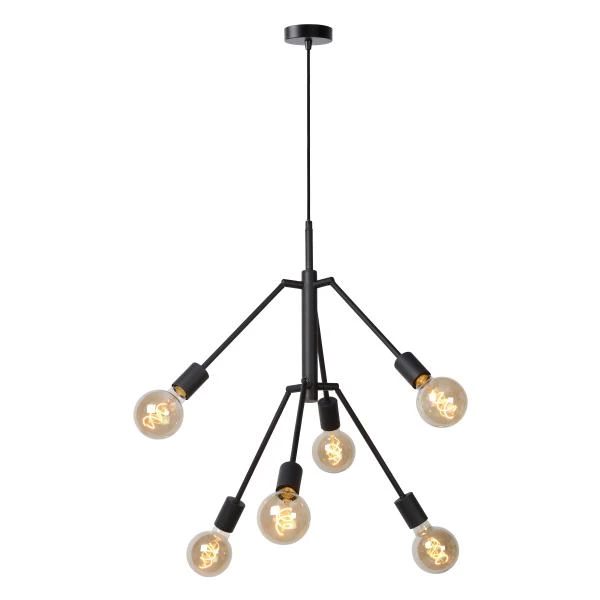 Lucide LESTER - Hanglamp - 6xE27 - Zwart - detail 6